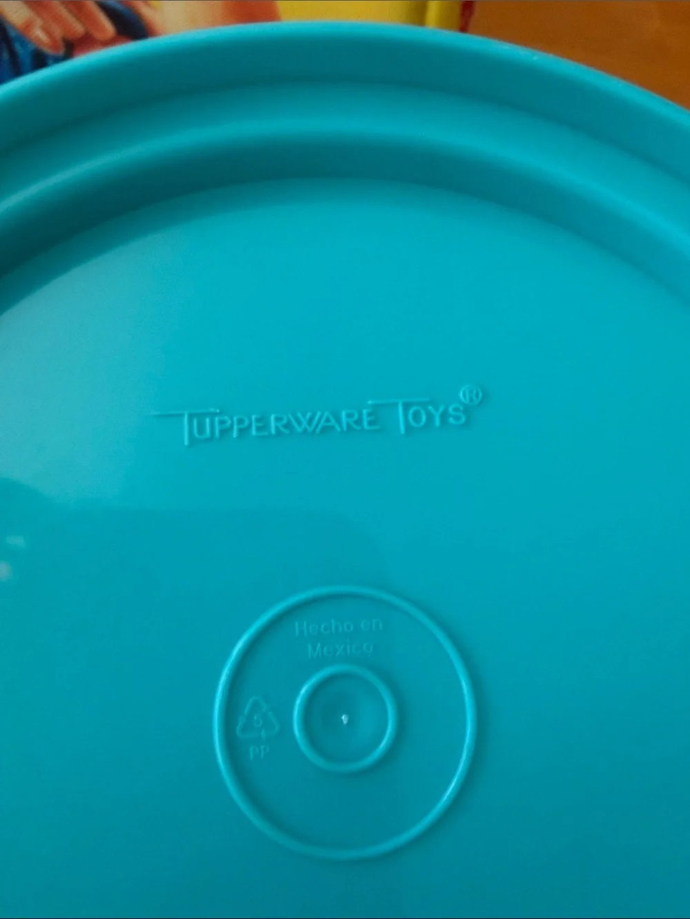 White Storage Bucket with Teal Handle and Lid